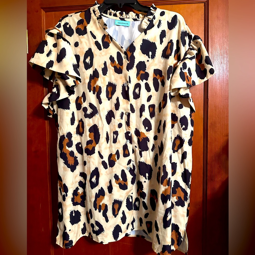 Leopard print button front blouse
